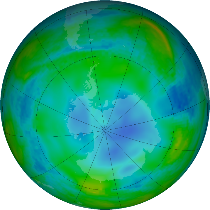Antarctic ozone map for 27 June 2003